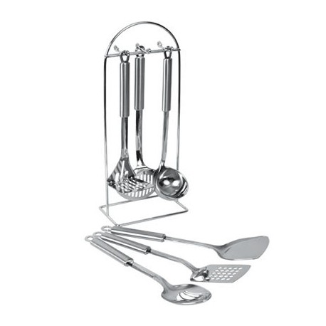 UTENCILIOS DE COCINA JGO. 7 PZAS. MANGO OVALADO(MKT700-HG) ACERO INOX.
