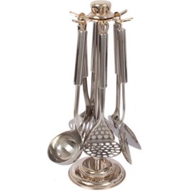 UTENCILIOS DE COCINA JGO. 7 PZAS. MANGO DORADO(MKT800-HH) ACERO INOX.