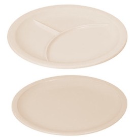 PLATO TRINCHE BEIGE CON 3 DIVISIONES 25 CM.