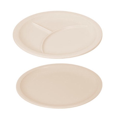 PLATO TRINCHE BEIGE CON 3 DIVISIONES 25 CM.