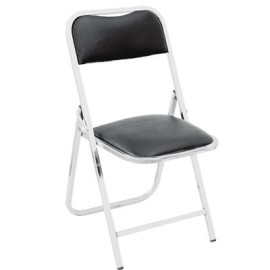 SILLA PLEGABLE ACOJINADA NEGRA CROMADA