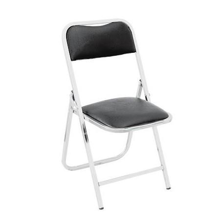 SILLA PLEGABLE ACOJINADA NEGRA CROMADA