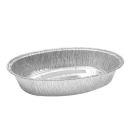 CHAROLA PAVERA OVALADA DE ALUMINIO DESECHABLE GRANDE.