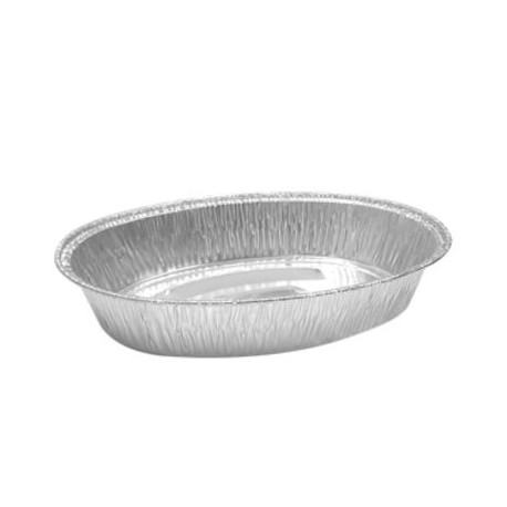 CHAROLA PAVERA OVALADA DE ALUMINIO DESECHABLE GRANDE.